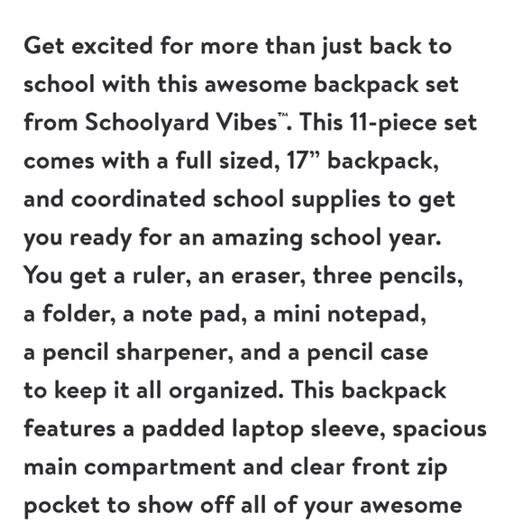 Schoolyard Vibes Backpack with Stationary Set - Picture 4 of 6